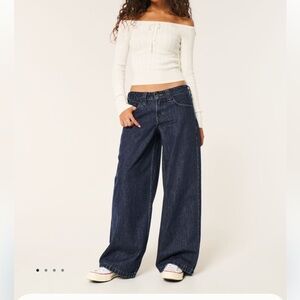 brand new dark wash super baggy jeans from hollister! (never worn)